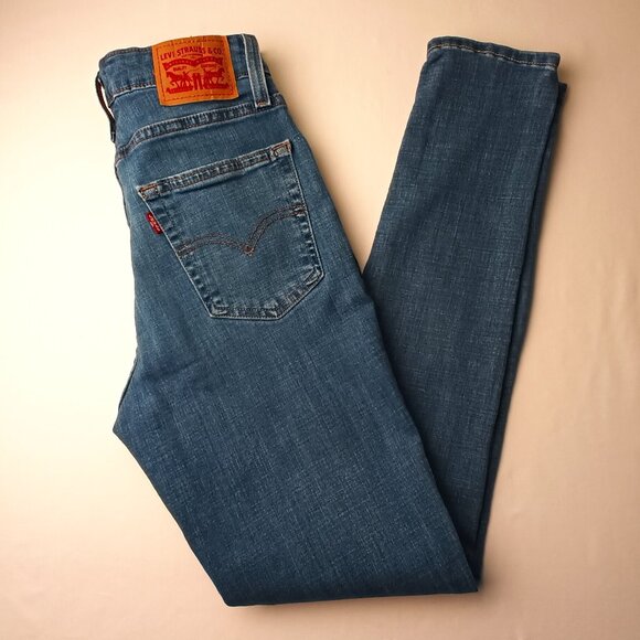 Levi's 721 Denim Jeans Size 27/4 High Rise Skinny Medium Wash - Picture 1 of 9